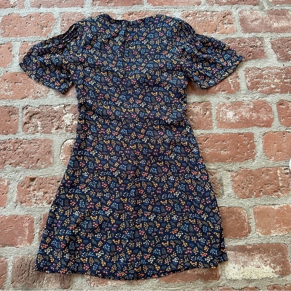 Madewell Cross-Front Mini Dress in Garden Party Liberty Blue Night floral size 0 - Picture 14 of 16